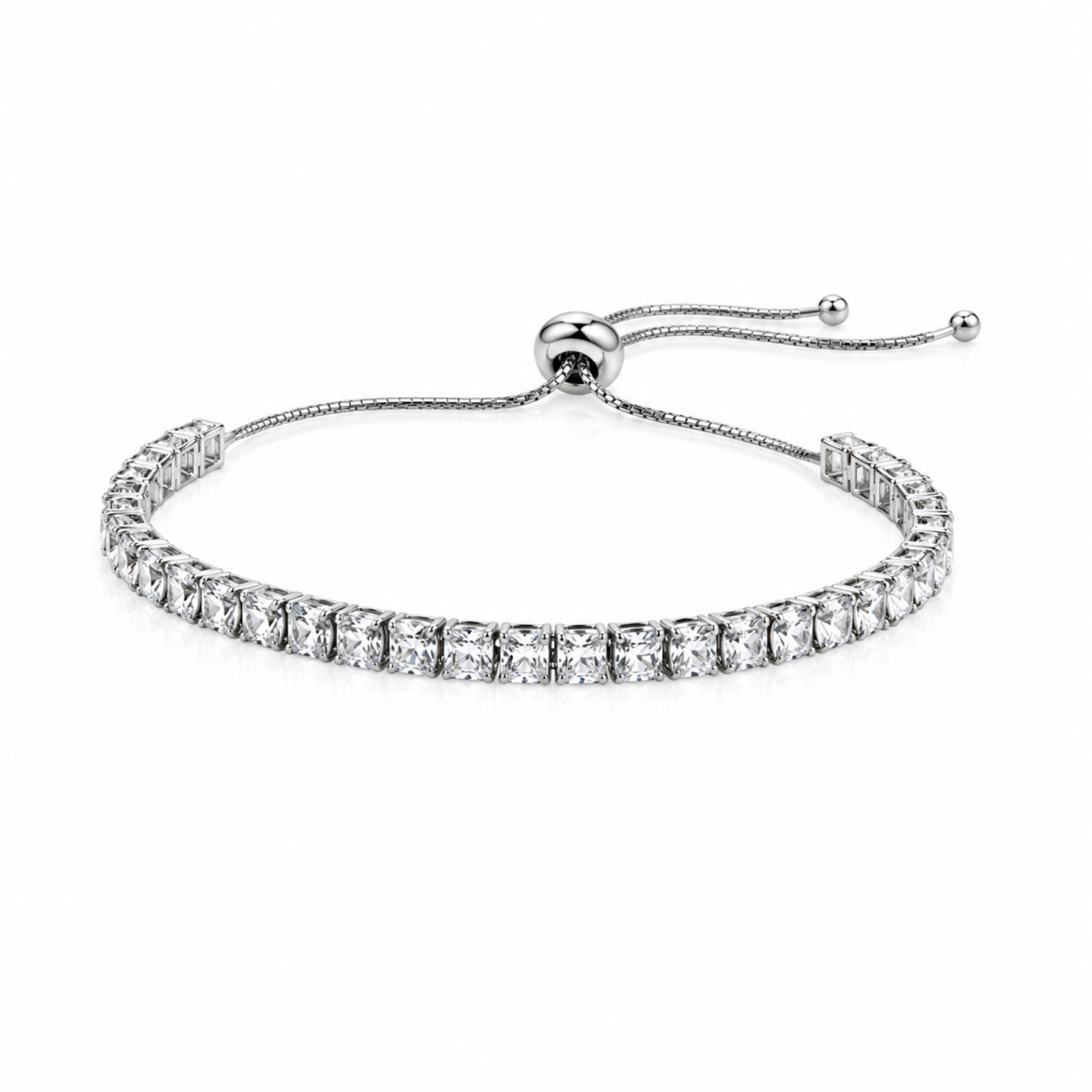 Brățară Tennis Reglabilă Argintie Unisex cu Pietre 4mm din Oțel Inoxidabil