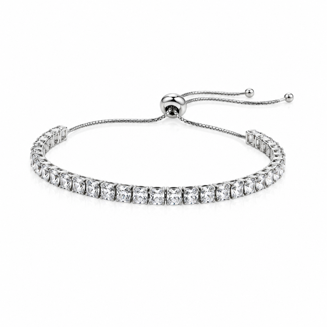 Brățară Tennis Reglabilă Argintie Unisex cu Pietre 4mm din Oțel Inoxidabil
