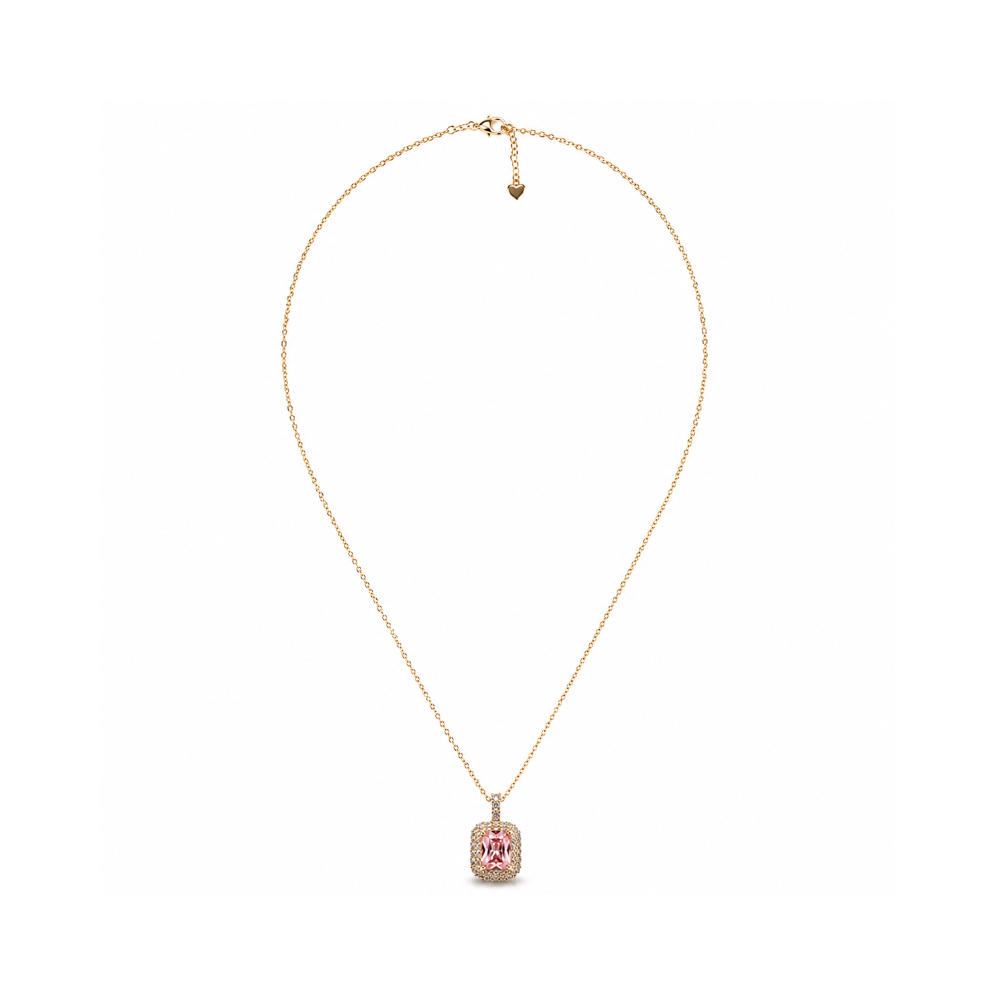 Colier Elegant Pink Radiance din Oțel Inoxidabil Auriu – Pandantiv Roz cu Cristale Zirconiu
