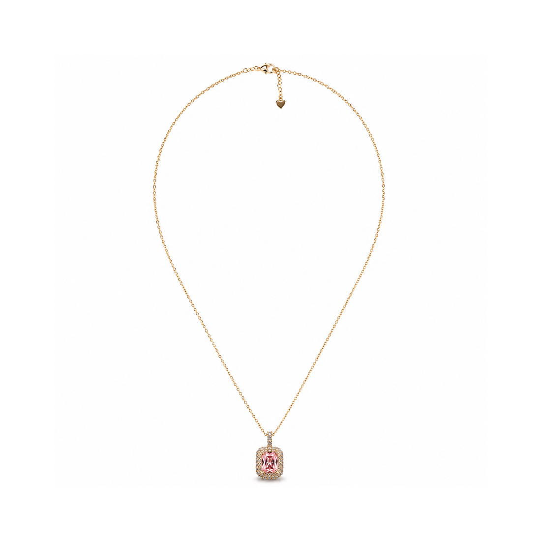 Colier Elegant Pink Radiance din Oțel Inoxidabil Auriu – Pandantiv Roz cu Cristale Zirconiu
