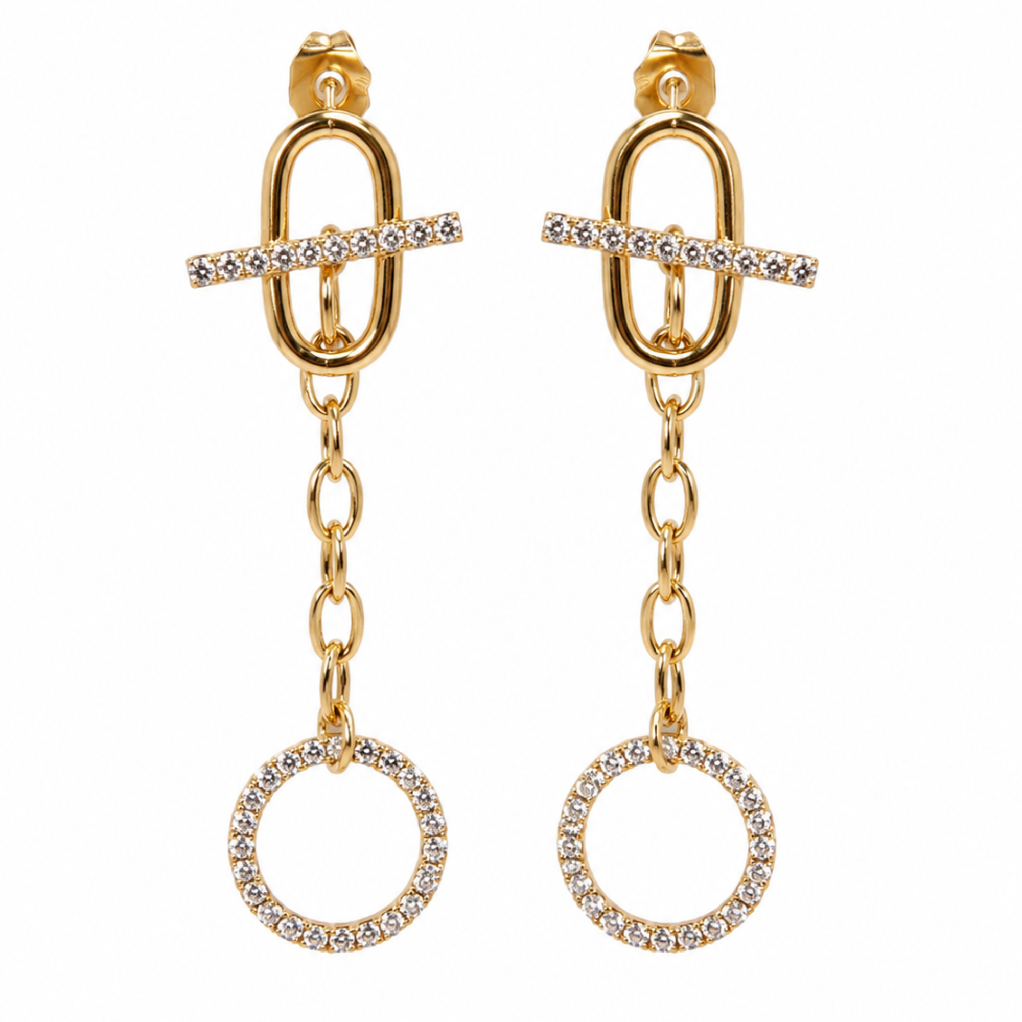 Cercei Damă Aurii Eleganți cu Zirconiu Strălucitor – Oțel Inoxidabil Rezistent la Apă, Design Premium Luxury