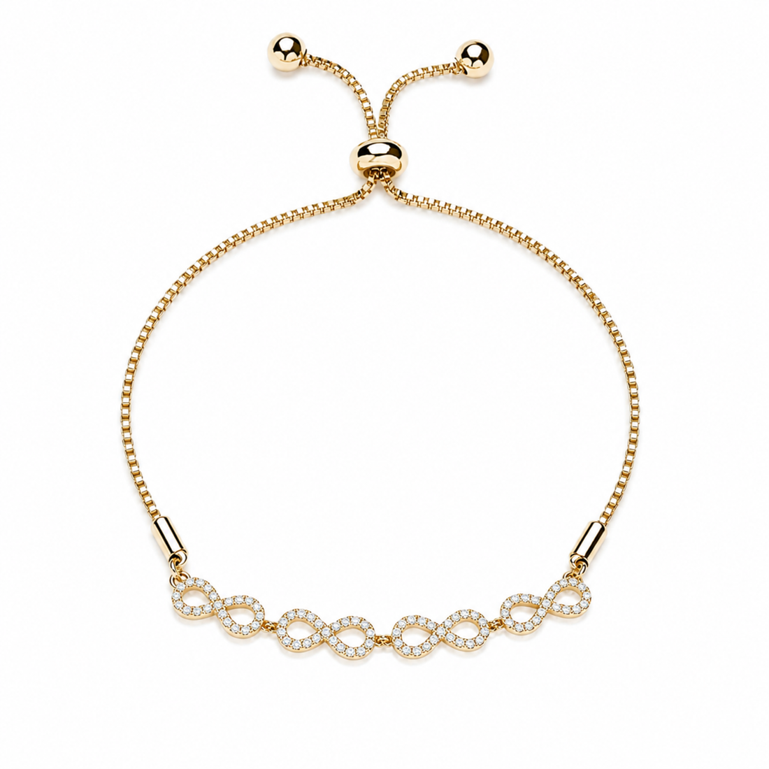 Brățară Tennis Reglabilă Infinity Gold Luxury din Oțel Inoxidabil – Ajustabilă 14-24 cm, Rezistentă la Apă