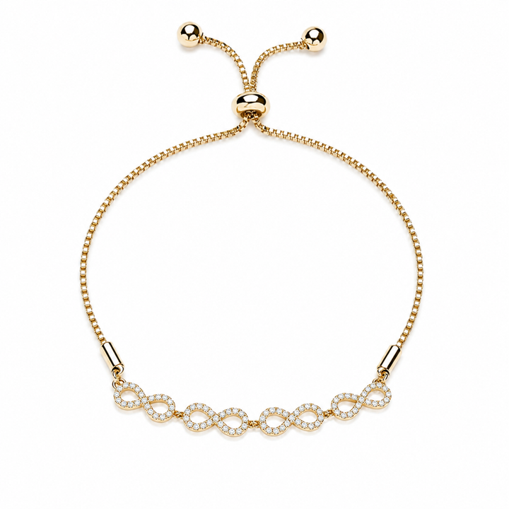 Brățară Tennis Reglabilă Infinity Gold Luxury din Oțel Inoxidabil – Ajustabilă 14-24 cm, Rezistentă la Apă