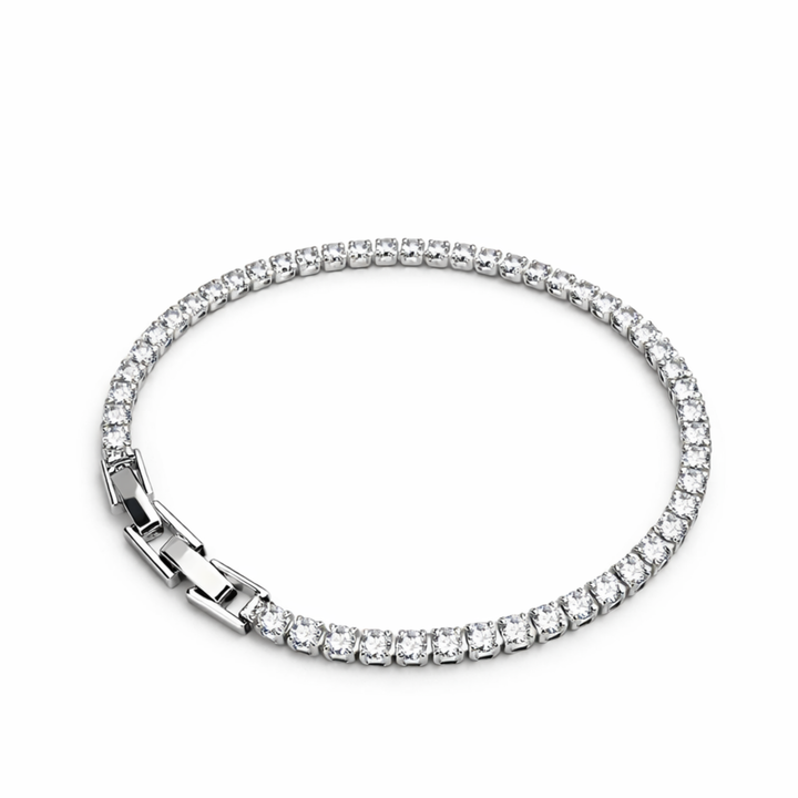 Set Brățări Tennis Argintii Damă 3mm și 2mm Reglabilă și Fixă Inoxidabile Rezistente la Apă Cadou