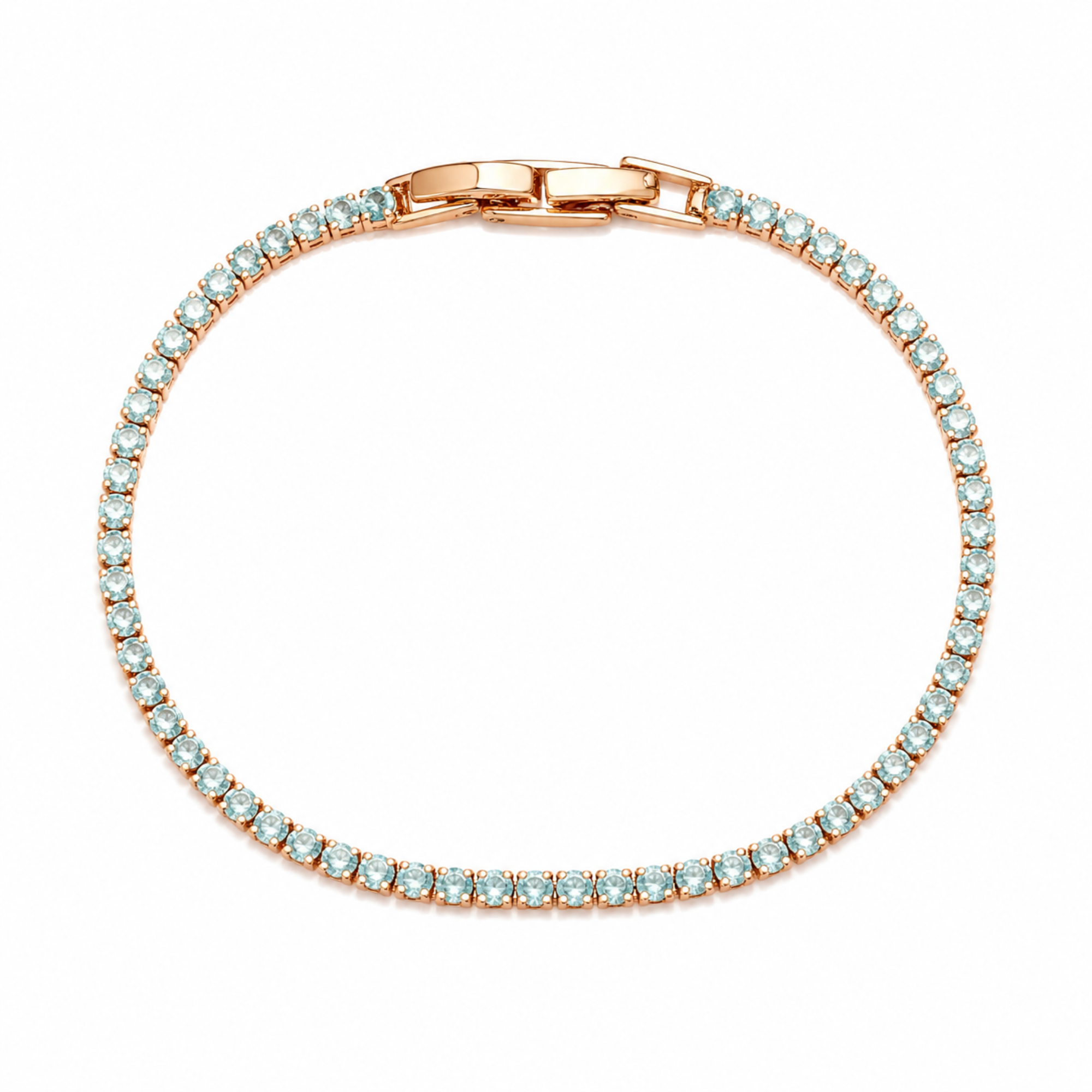 Brățară Tennis  Rose Gold Cu Pietre Turcoaz  din Oțel Inoxidabil Rezistentă la Apă