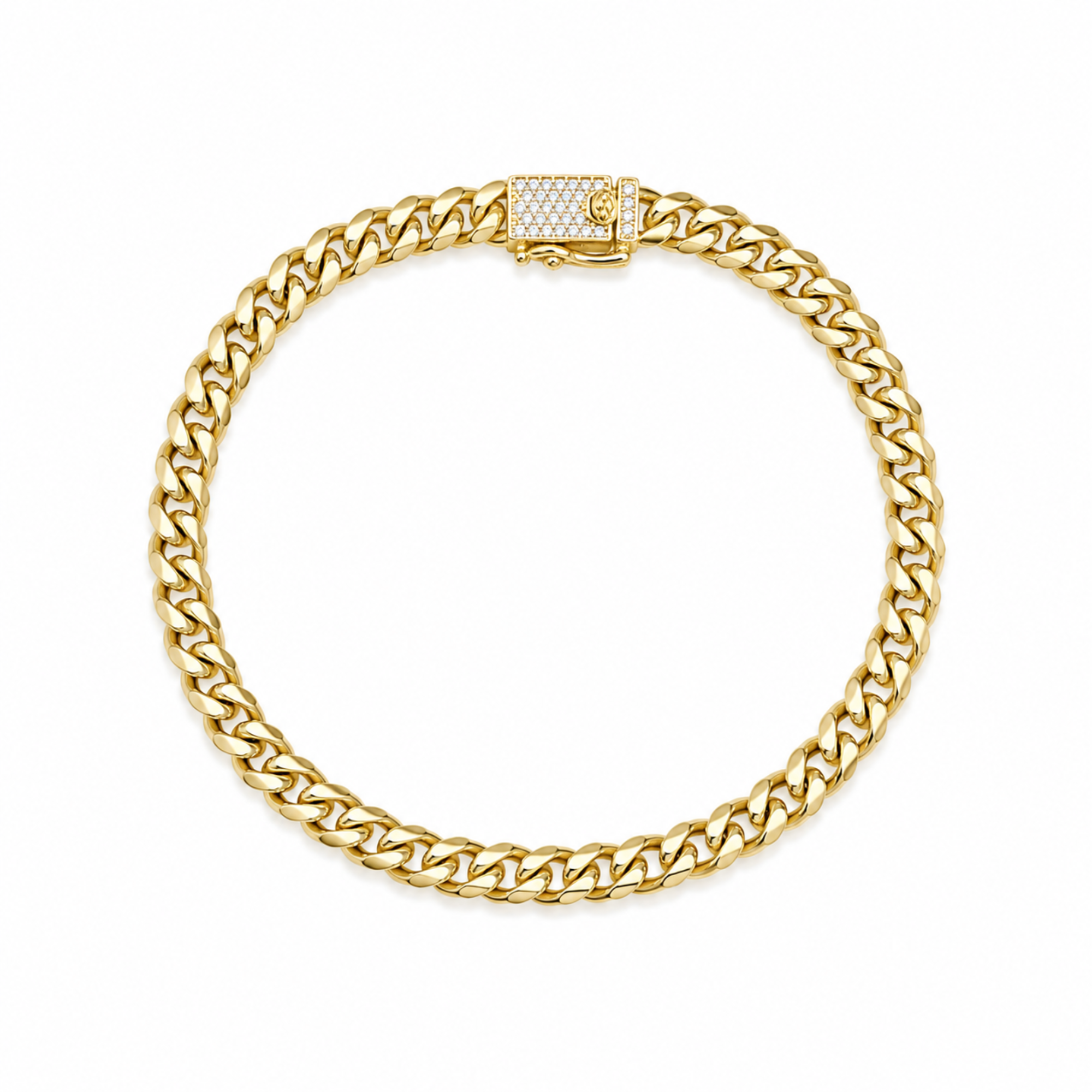 Brățară Cuban Gold Unisex 50 mm cu Închidere Ice Out –Suflat cu Aur, Rezistentă la Apă, Cutie Cadou Inclusă