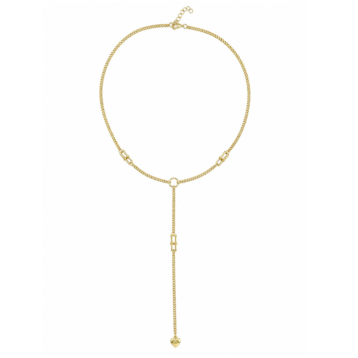 Lănțișor Gold Y Necklace cu Inimă din Oțel Inoxidabil – Waterproof, Elegant & Reglabil 40+5 cm
