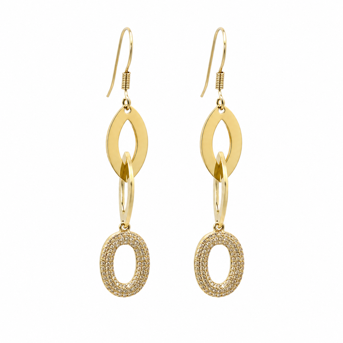 Cercei Statement Aurii cu Zirconiu – Eleganță Minimalistă și Strălucire Premium