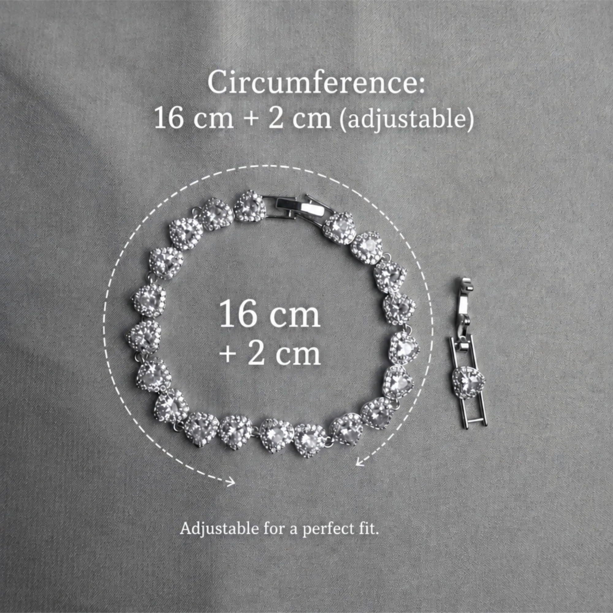 Brățară Tennis Angelic Heart argintie – cu cristale strălucitoare în formă de inimă, design elegant