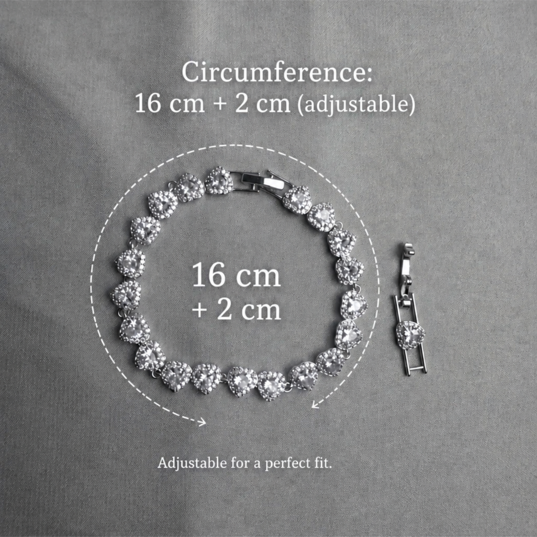 Brățară Tennis Angelic Heart argintie – cu cristale strălucitoare în formă de inimă, design elegant