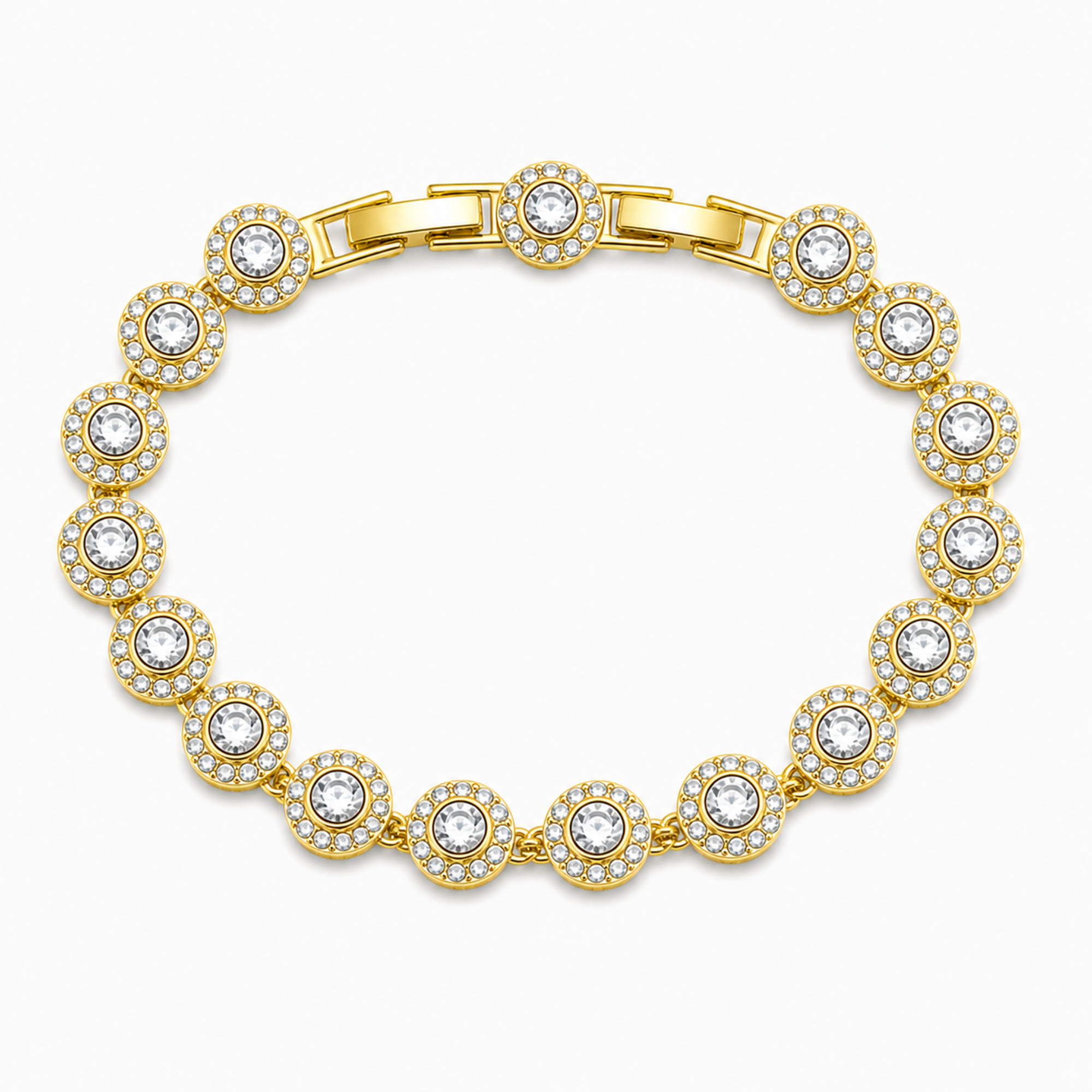 Brățară Tennis Angelic Aurie – Cristale Strălucitoare, Design Elegant Reglabil
