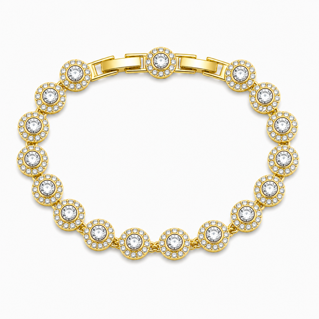 Brățară Tennis Angelic Aurie – Cristale Strălucitoare, Design Elegant Reglabil