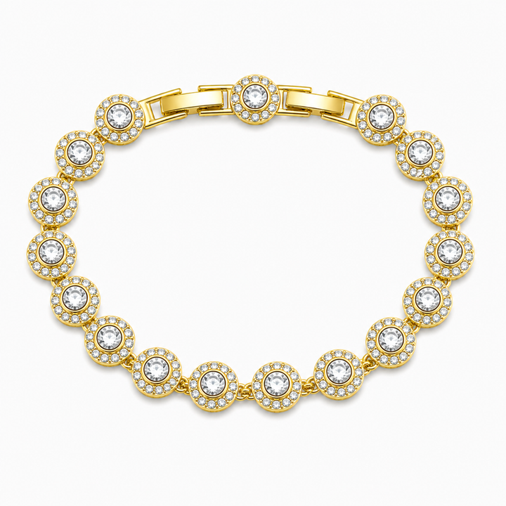 Brățară Tennis Angelic Aurie – Cristale Strălucitoare, Design Elegant Reglabil