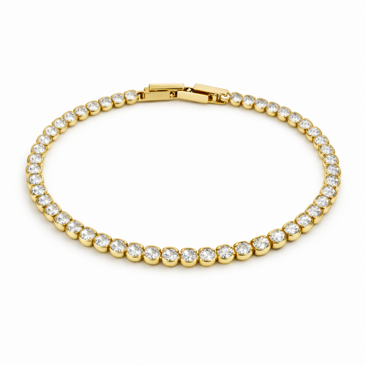 Set Brățări Tennis Aurii Damă 3mm și 2mm Reglabilă și Fixă Inoxidabile Rezistente la Apă Cadou