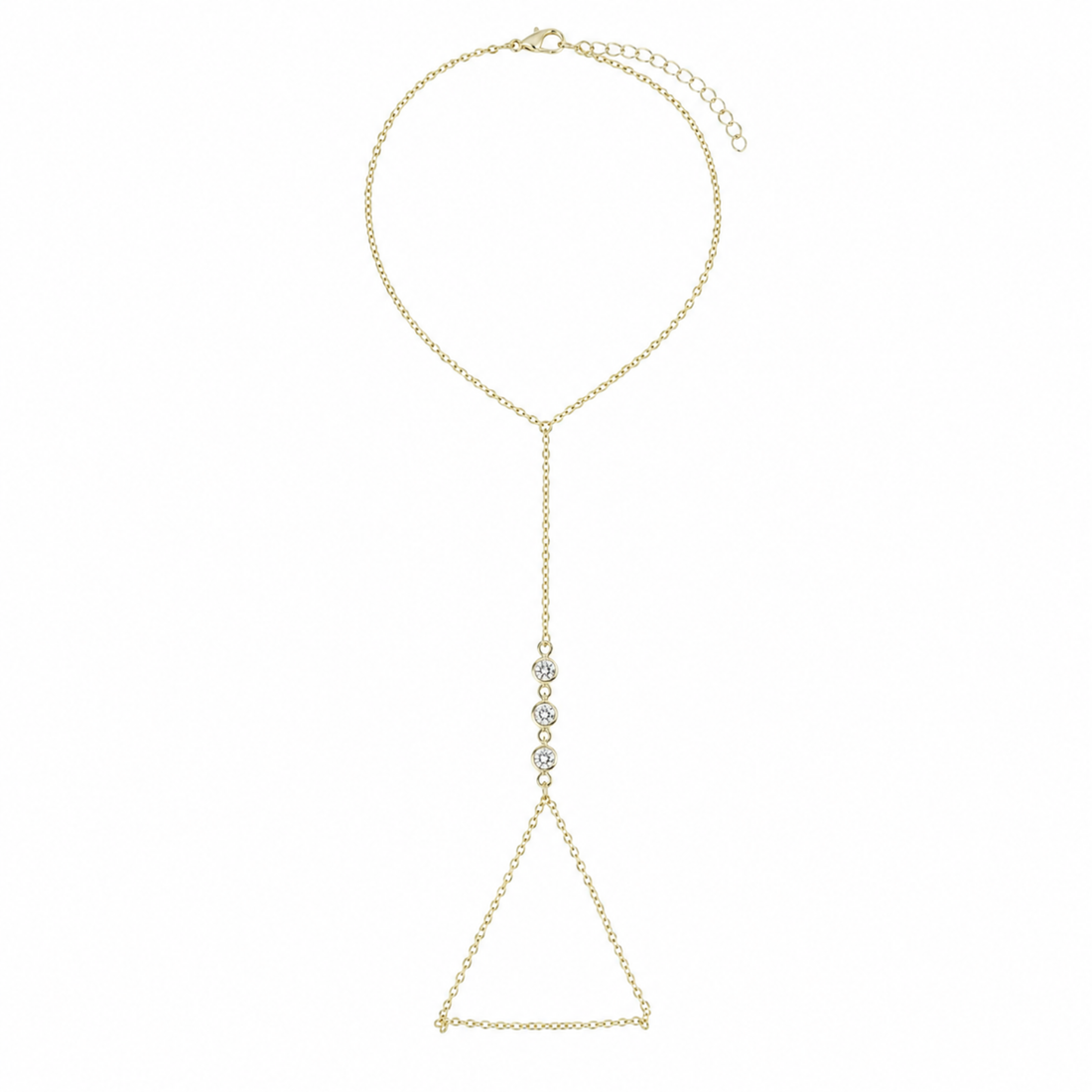 Brățară de Mână Gold Hand Chain cu 3 Pietre Zirconiu – Oțel Inoxidabil Rezistent la Apă