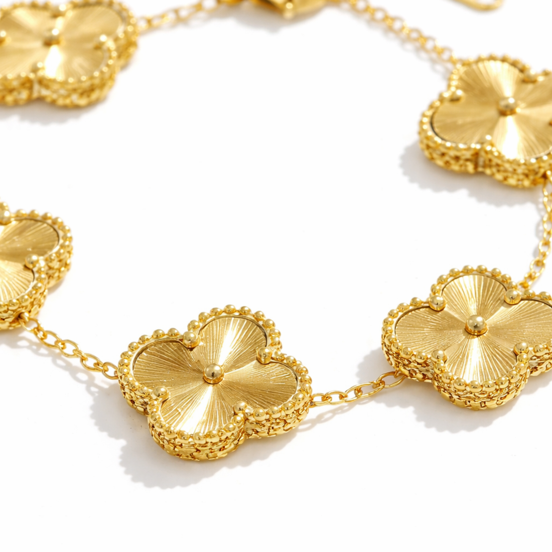 Brățară Damă Oțel Inoxidabil Aurie Clover 5 Flori Rezistentă la Apă Reglabilă Elegantă