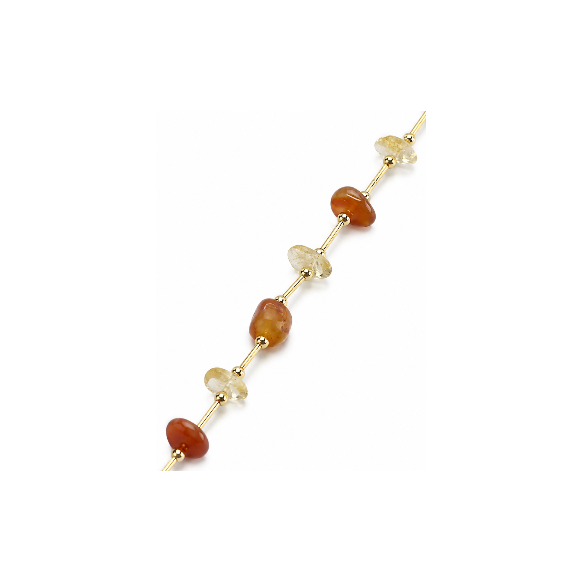 Colier Damă cu Pietre Naturale Galben & Orange din Oțel Inoxidabil – Waterproof, 40+5 cm – Elegant Daily Necklace