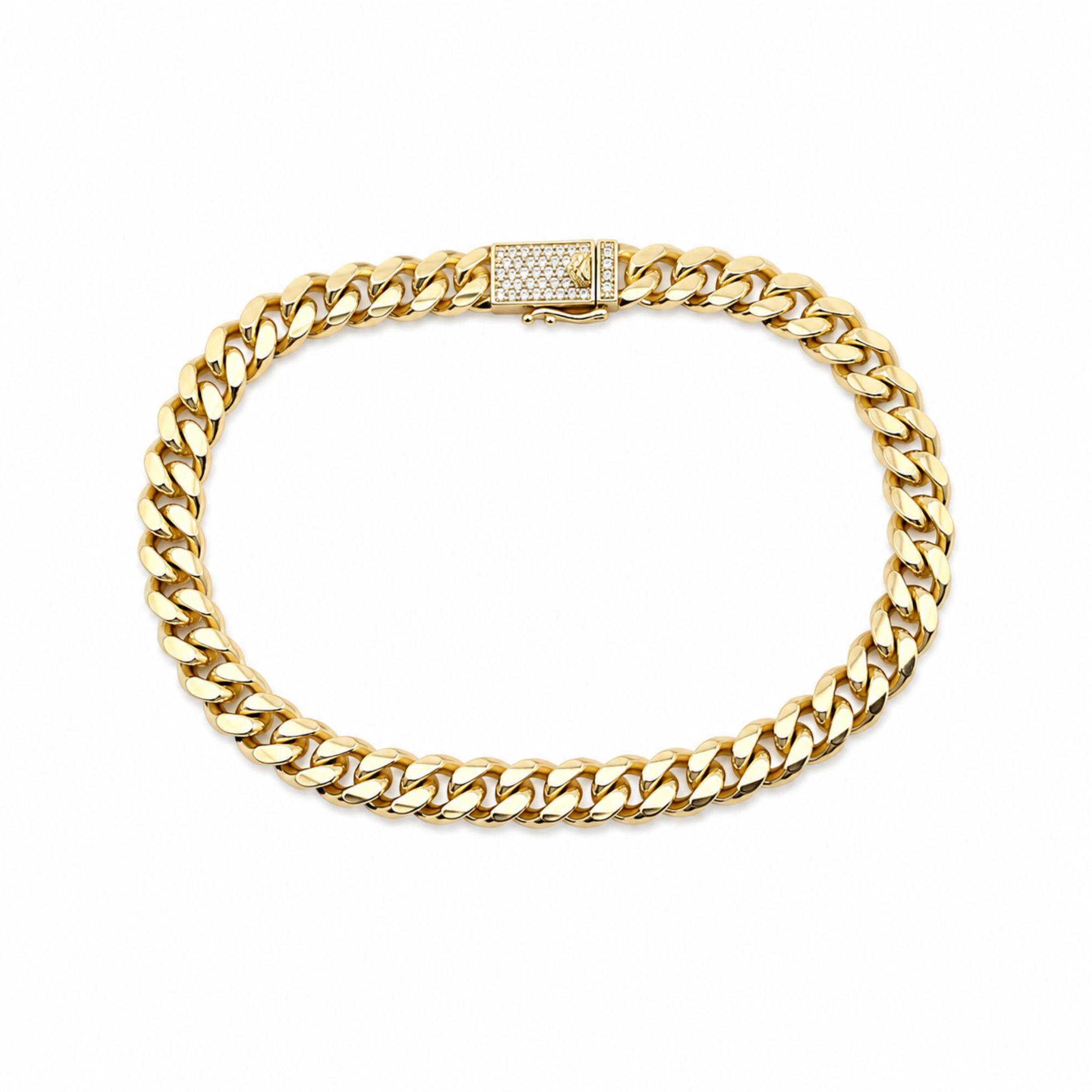 Brățară Cuban Gold Unisex 70 mm cu Închidere Ice Out –Suflat cu Aur, Rezistentă la Apă, Cutie Cadou Inclusă
