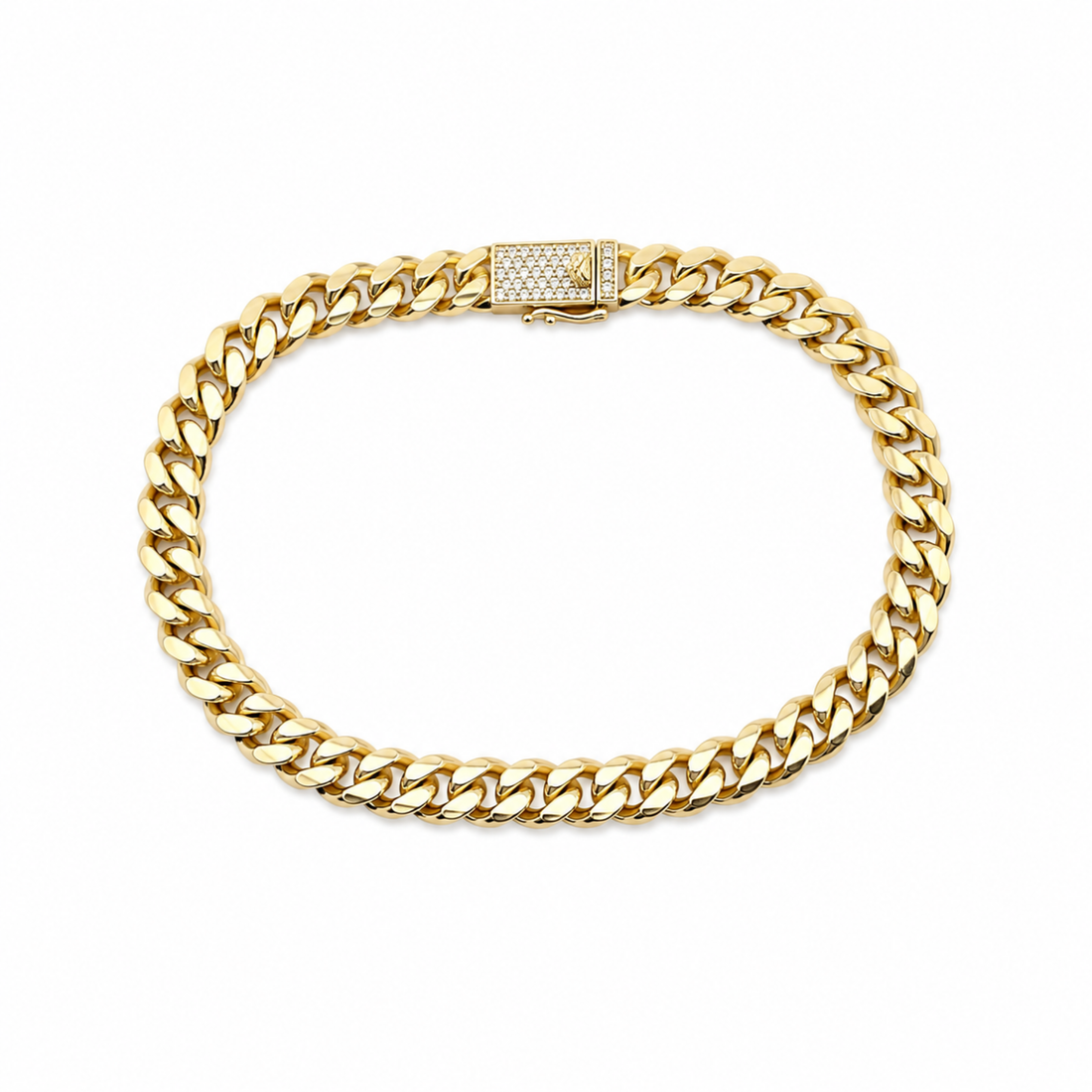 Brățară Cuban Gold Unisex 70 mm cu Închidere Ice Out –Suflat cu Aur, Rezistentă la Apă, Cutie Cadou Inclusă