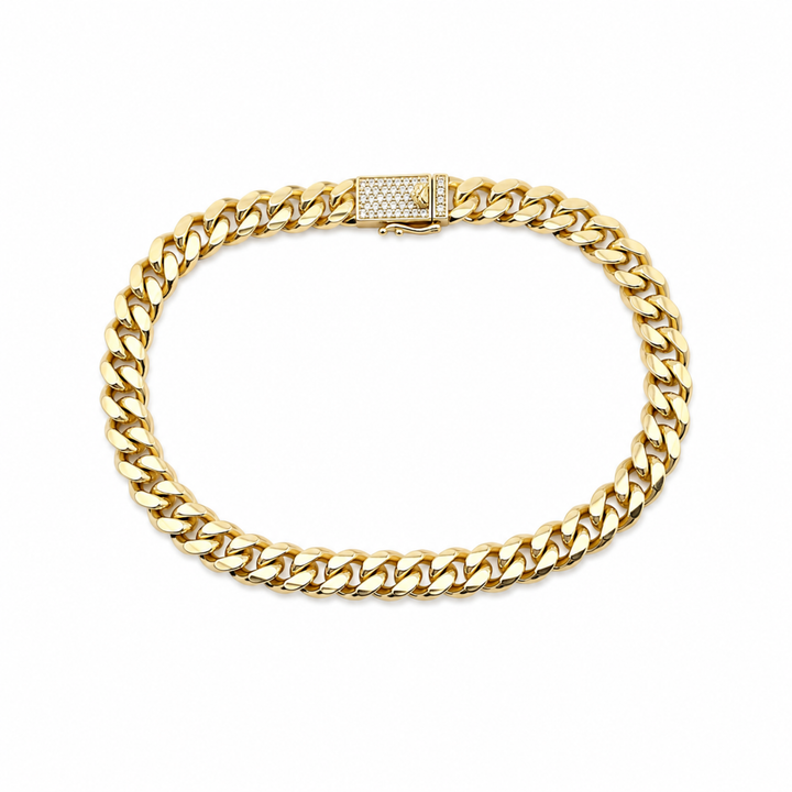 Brățară Cuban Gold Unisex 70 mm cu Închidere Ice Out –Suflat cu Aur, Rezistentă la Apă, Cutie Cadou Inclusă