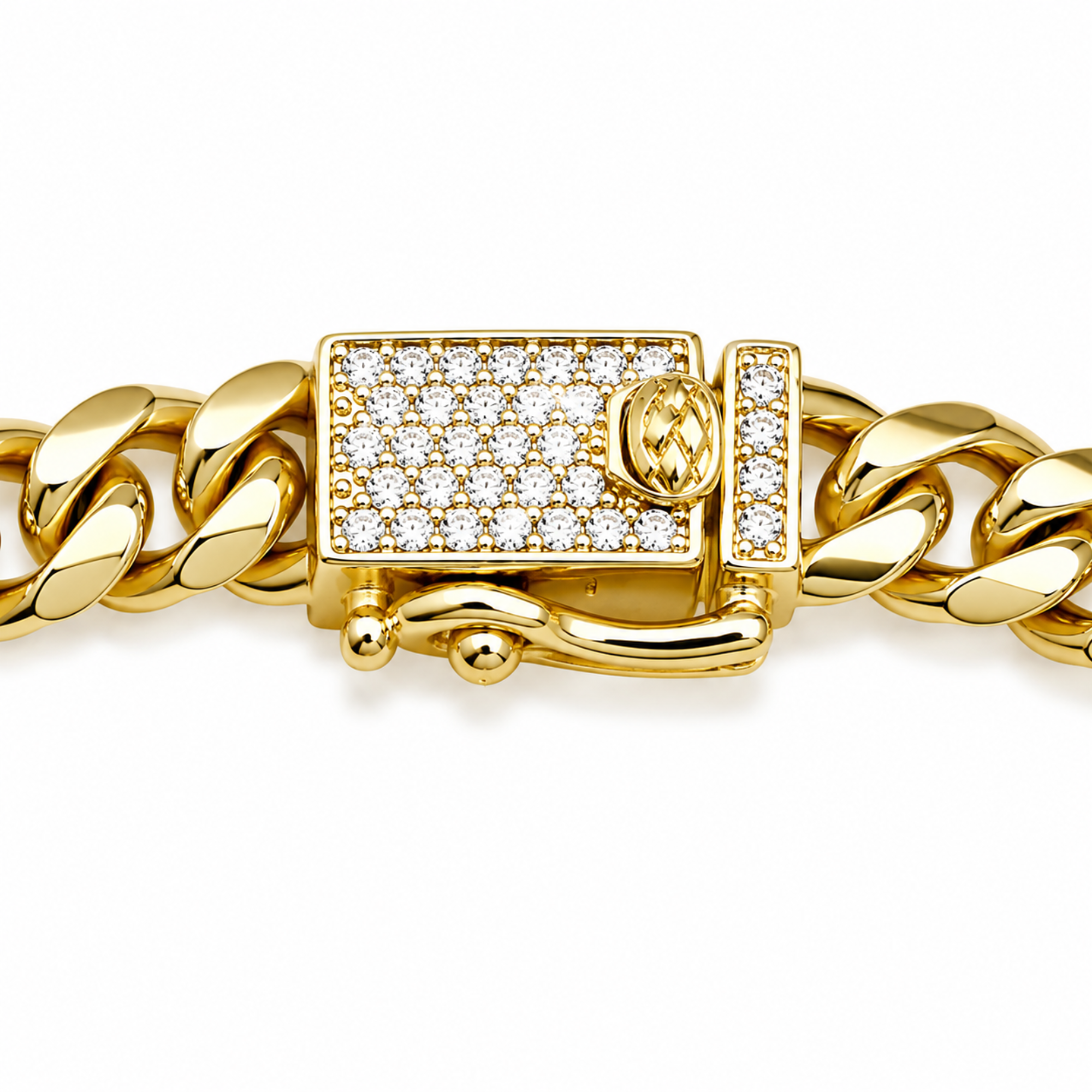 Brățară Cuban Gold Unisex 50 mm cu Închidere Ice Out –Suflat cu Aur, Rezistentă la Apă, Cutie Cadou Inclusă