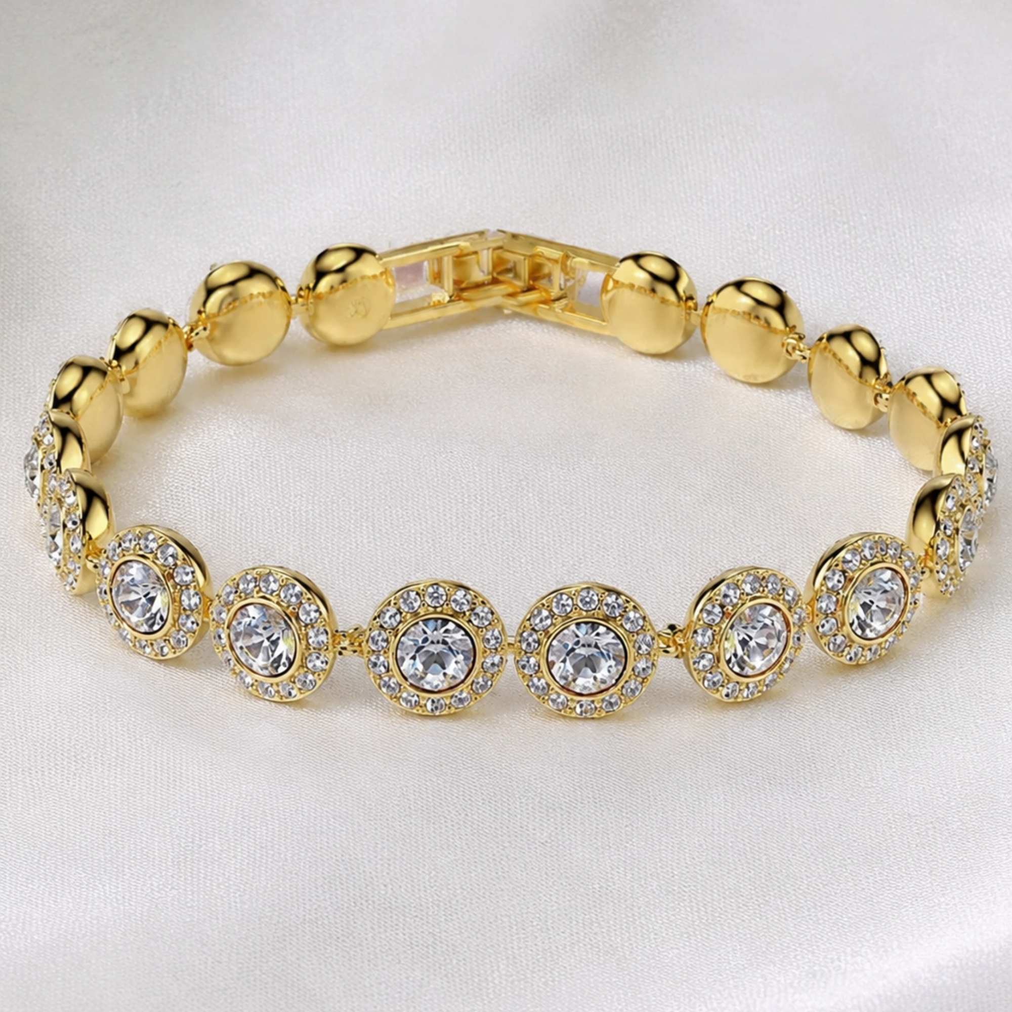 Brățară Tennis Angelic Aurie – Cristale Strălucitoare, Design Elegant Reglabil