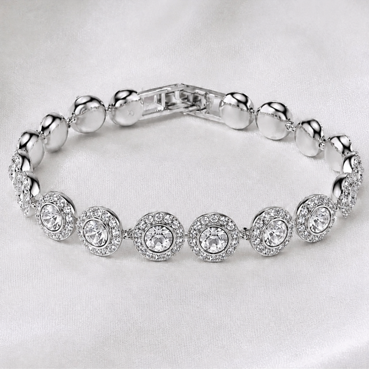 Brățară Tennis Angelic Argintie – Cristale Strălucitoare, Design Elegant Reglabil