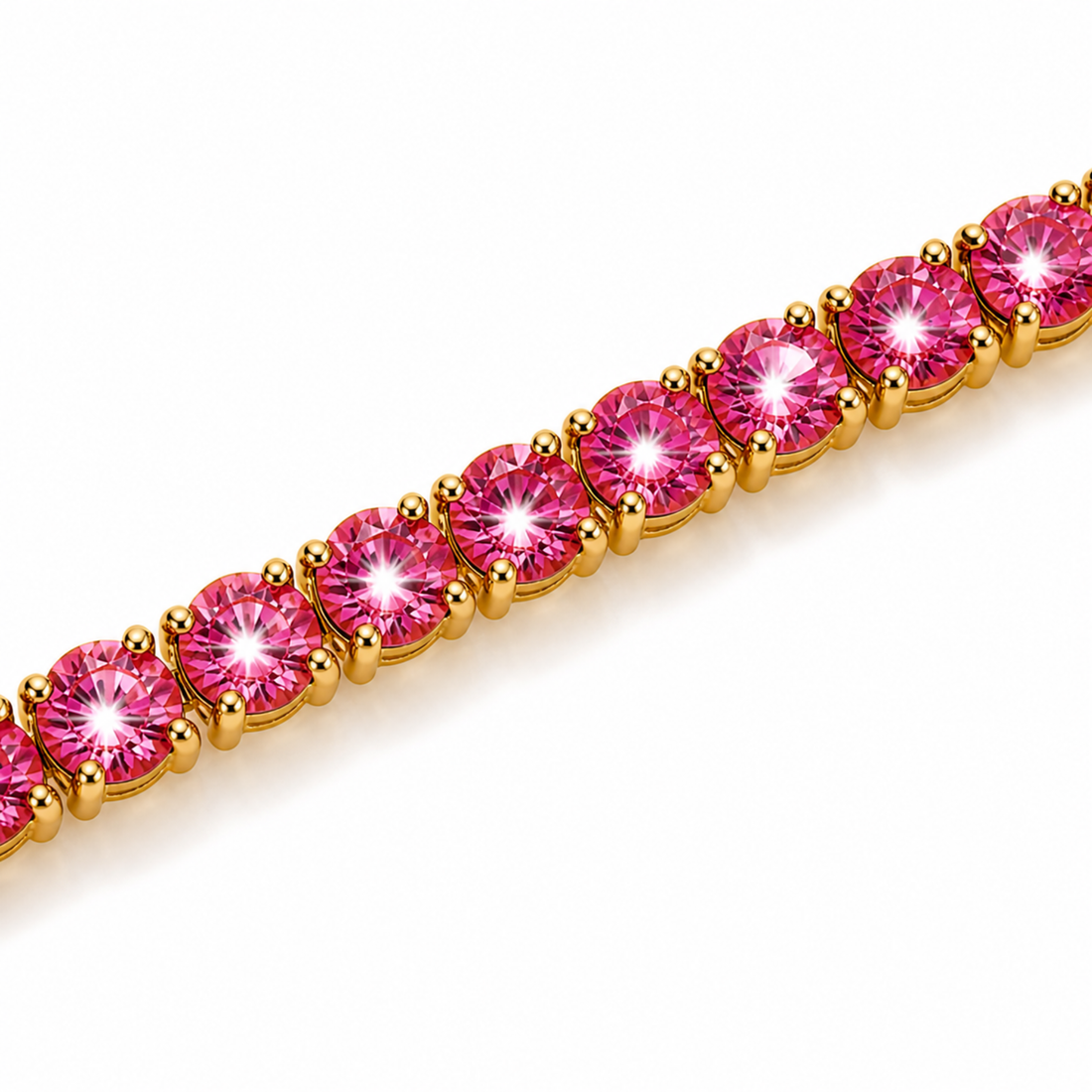 Brățară Tennis Aurie cu Pietre Roz 2 mm – Elegantă, Reglabilă 17+2 cm,inoxidabila
