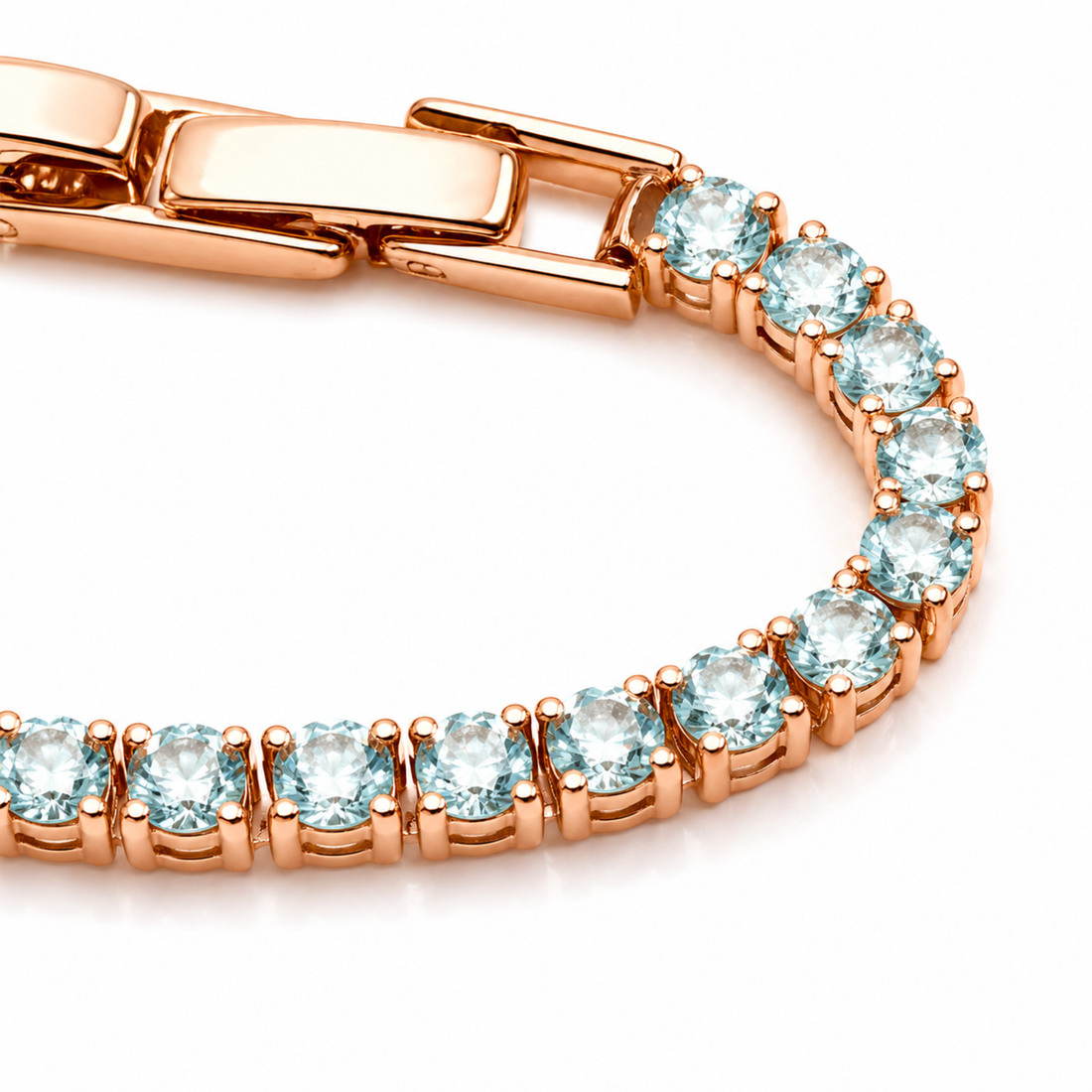 Brățară Tennis  Rose Gold Cu Pietre Turcoaz  din Oțel Inoxidabil Rezistentă la Apă
