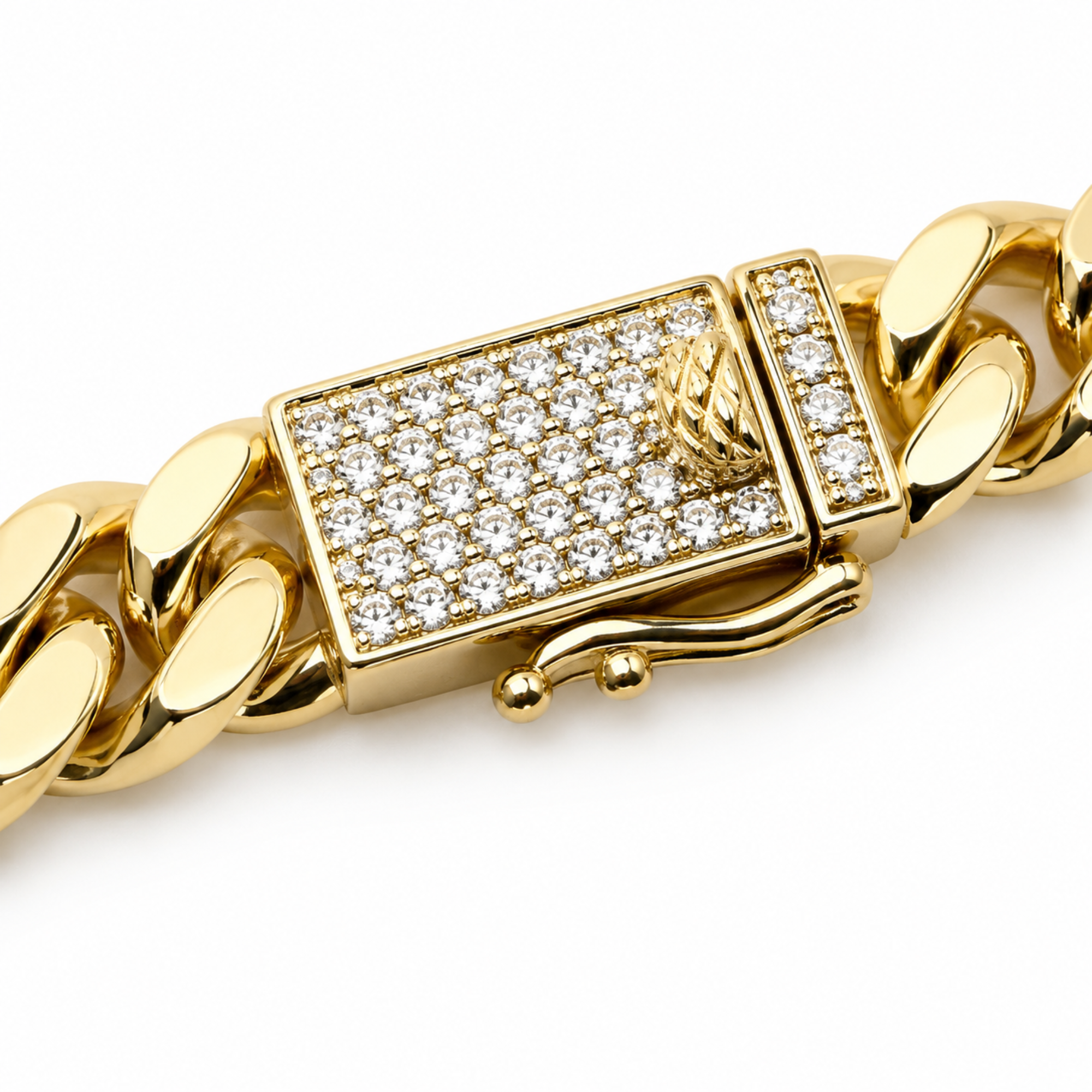 Brățară Cuban Gold Unisex 70 mm cu Închidere Ice Out –Suflat cu Aur, Rezistentă la Apă, Cutie Cadou Inclusă
