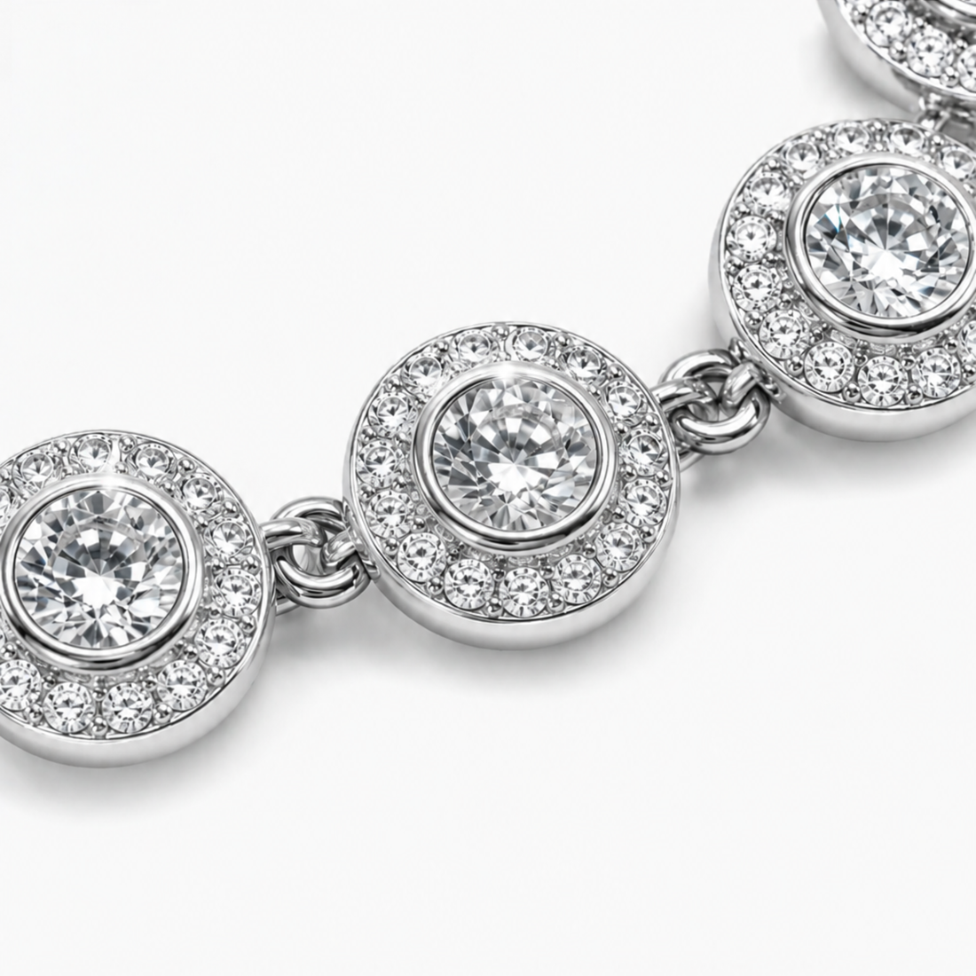 Brățară Tennis Angelic Argintie – Cristale Strălucitoare, Design Elegant Reglabil
