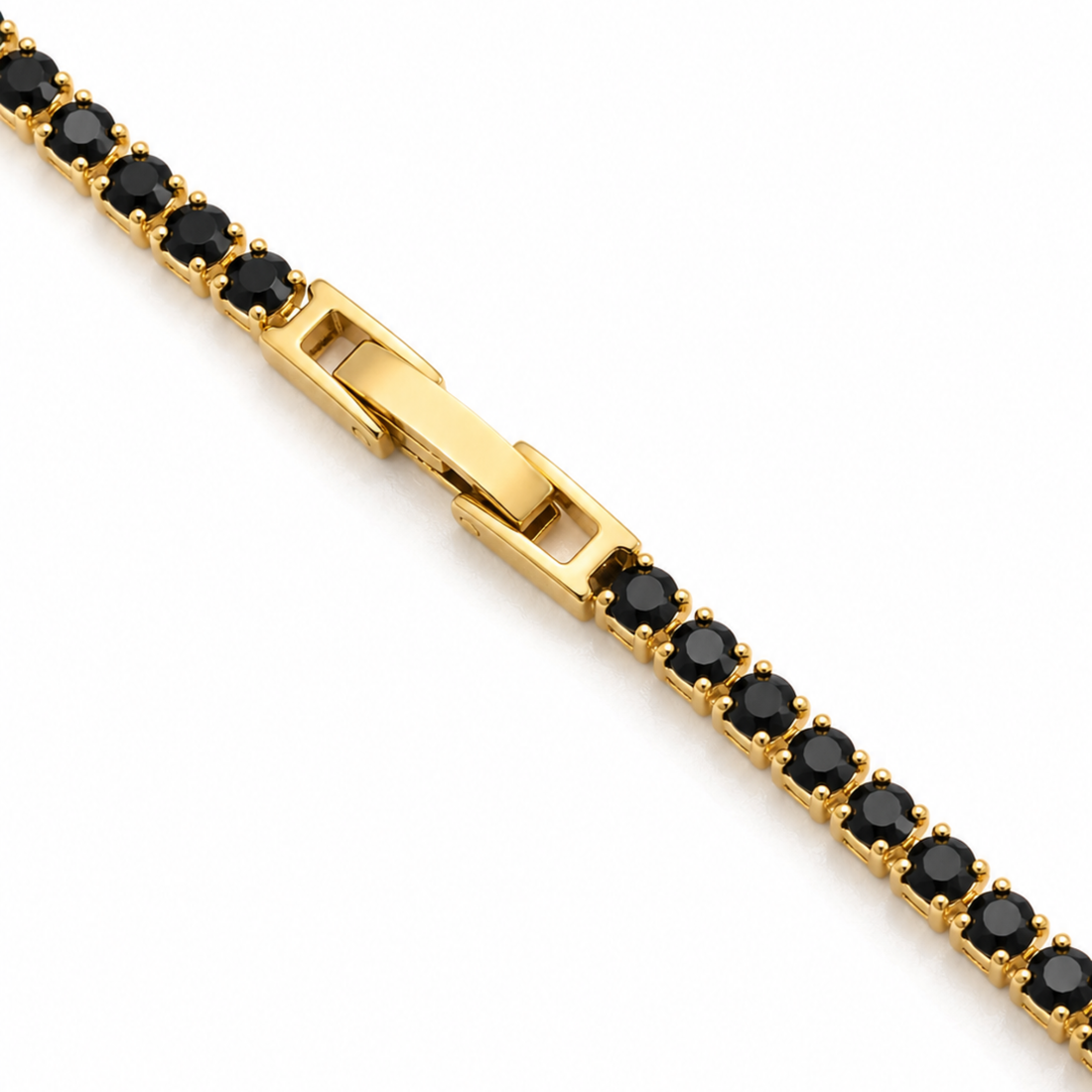 Brățară Tennis Neagră 1.5MM Auriu din Oțel Inoxidabil – Elegantă & Minimalistă