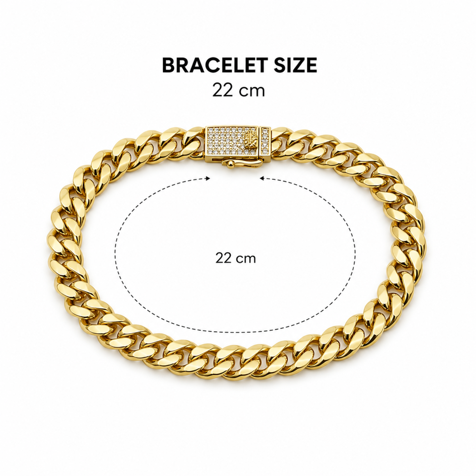 Brățară Cuban Gold Unisex 70 mm cu Închidere Ice Out –Suflat cu Aur, Rezistentă la Apă, Cutie Cadou Inclusă