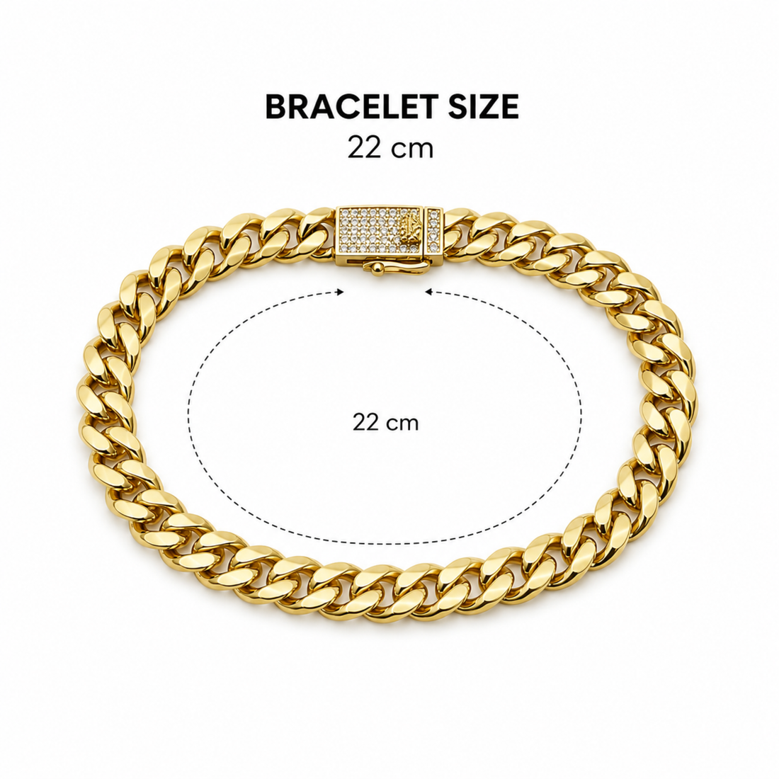 Brățară Cuban Gold Unisex 70 mm cu Închidere Ice Out –Suflat cu Aur, Rezistentă la Apă, Cutie Cadou Inclusă