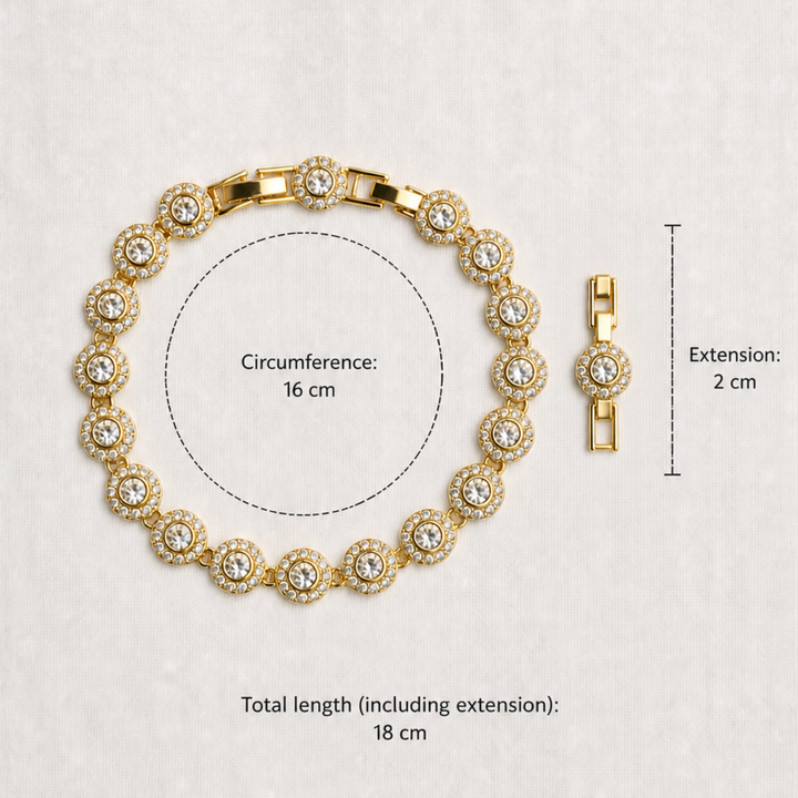 Brățară Tennis Angelic Aurie – Cristale Strălucitoare, Design Elegant Reglabil