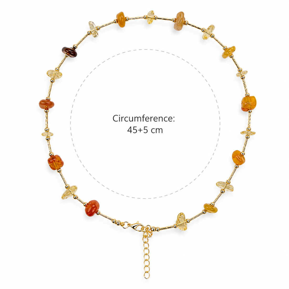 Colier Damă cu Pietre Naturale Galben & Orange din Oțel Inoxidabil – Waterproof, 40+5 cm – Elegant Daily Necklace