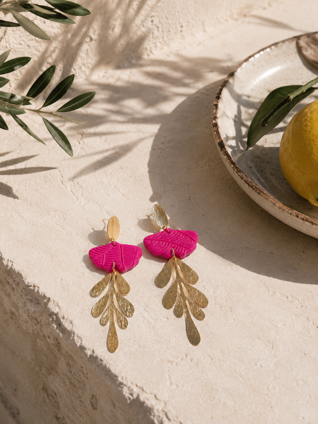 Cercei CASSIA  – Handmade din Lut Polimeric & Oțel Inoxidabil Placat cu Aur 18K