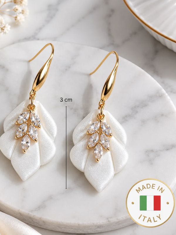 Cercei DESIREE Pearl – Argilă Polimerică și Zirconii Placate cu Aur 18K | Zallmorra Artisan Collection