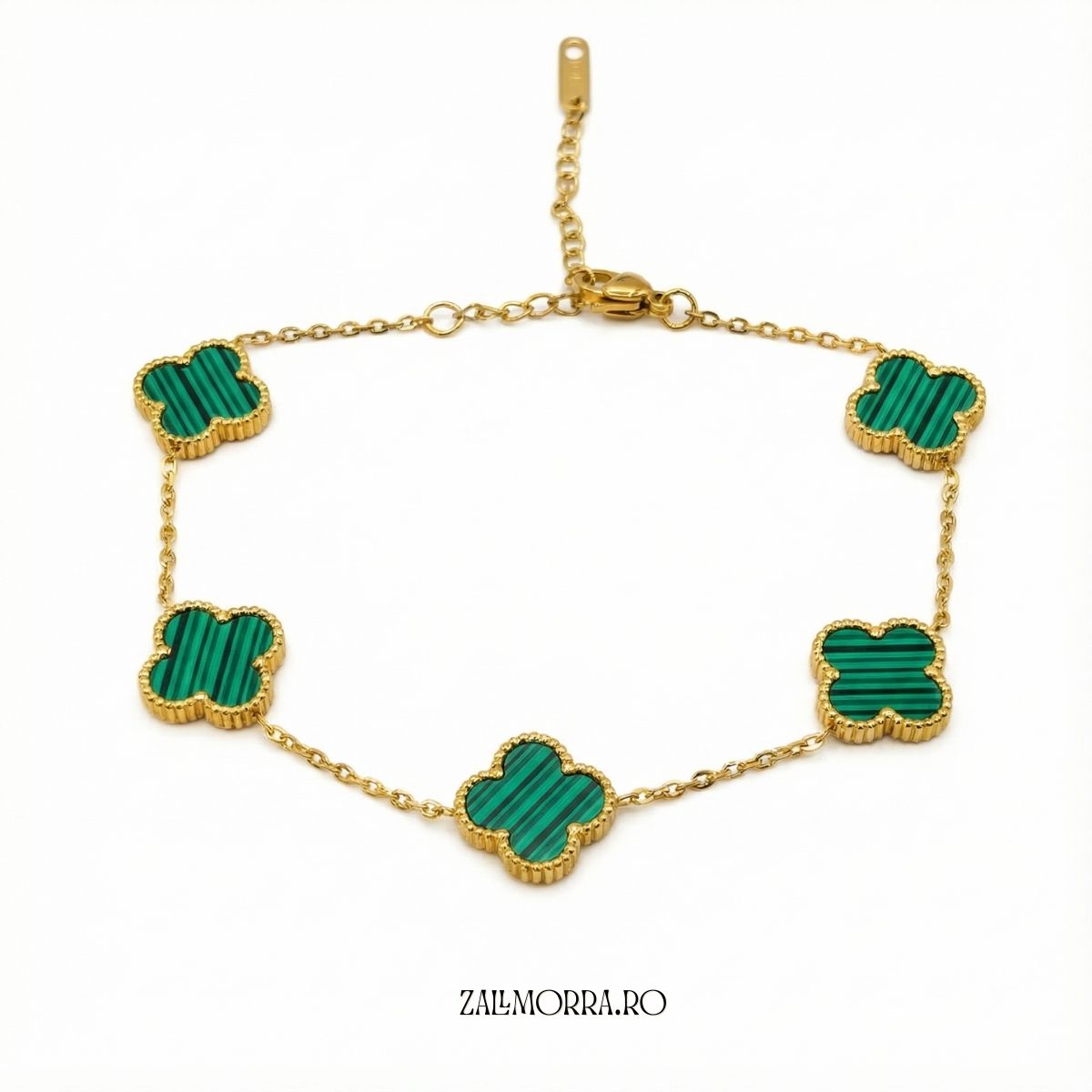 Brățară  Charm Max Trifoi  Verde  –  Accesorii Auriu & Verde | Zallmorra