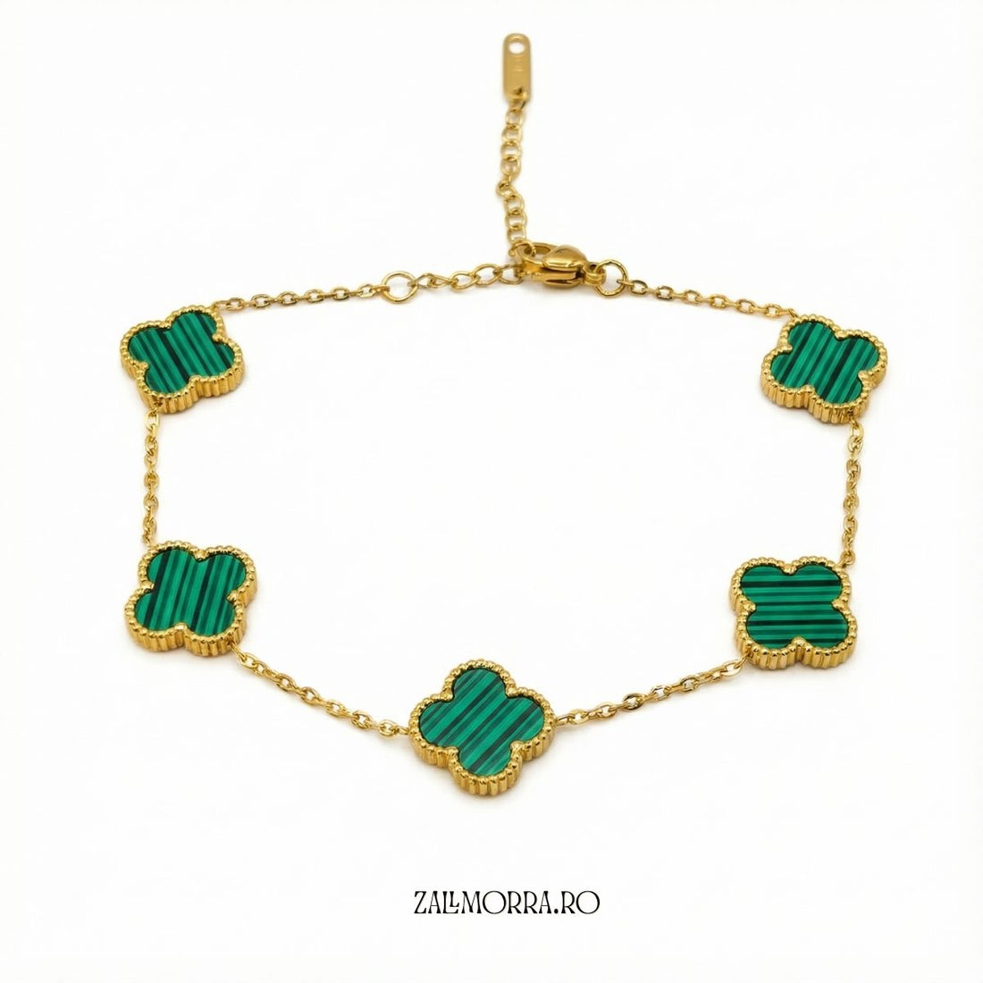 Brățară  Charm Max Trifoi  Verde  –  Accesorii Auriu & Verde | Zallmorra