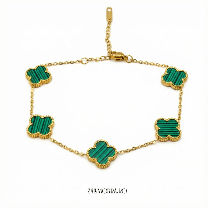 Brățară  Charm Max Trifoi  Verde  –  Accesorii Auriu & Verde | Zallmorra