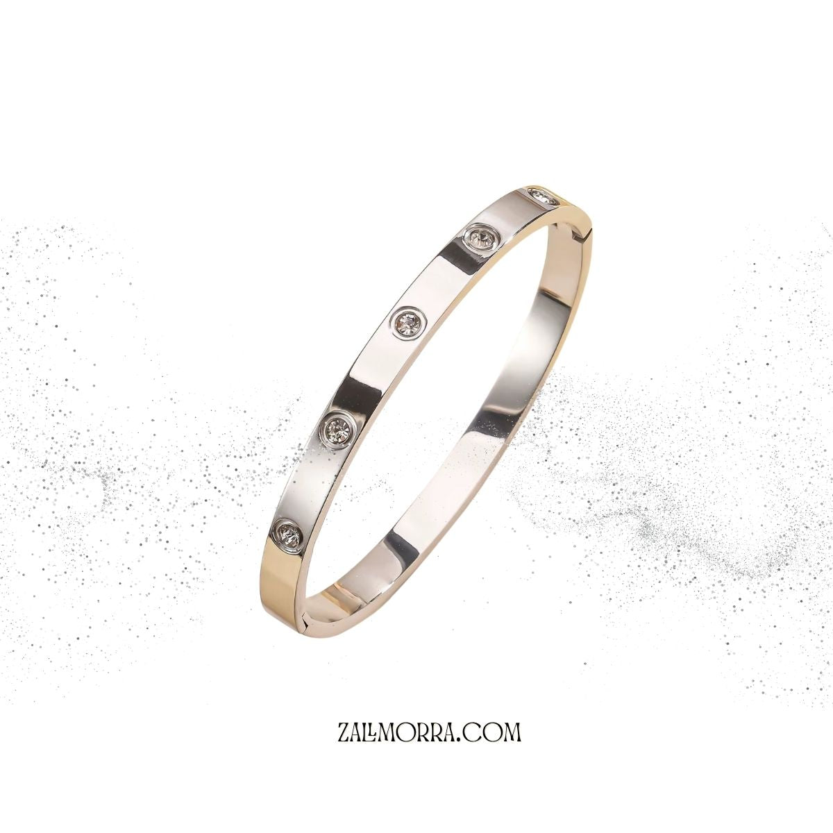 Brățară Zallmorra din oțel inoxidabil argintiu cu cristale strălucitoare
