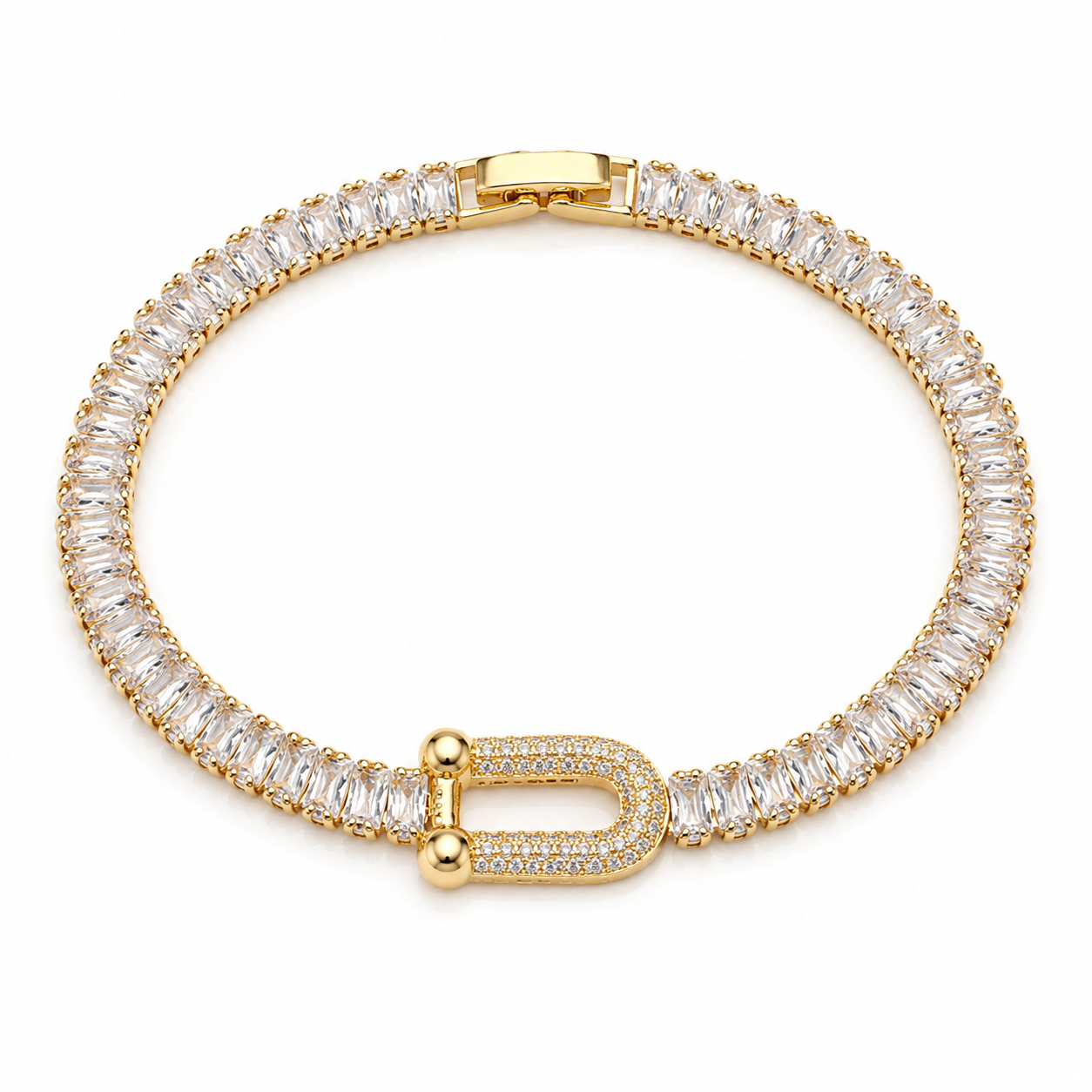 Set Golden U & Tennis – Set 2 brățări cu cristale baguette