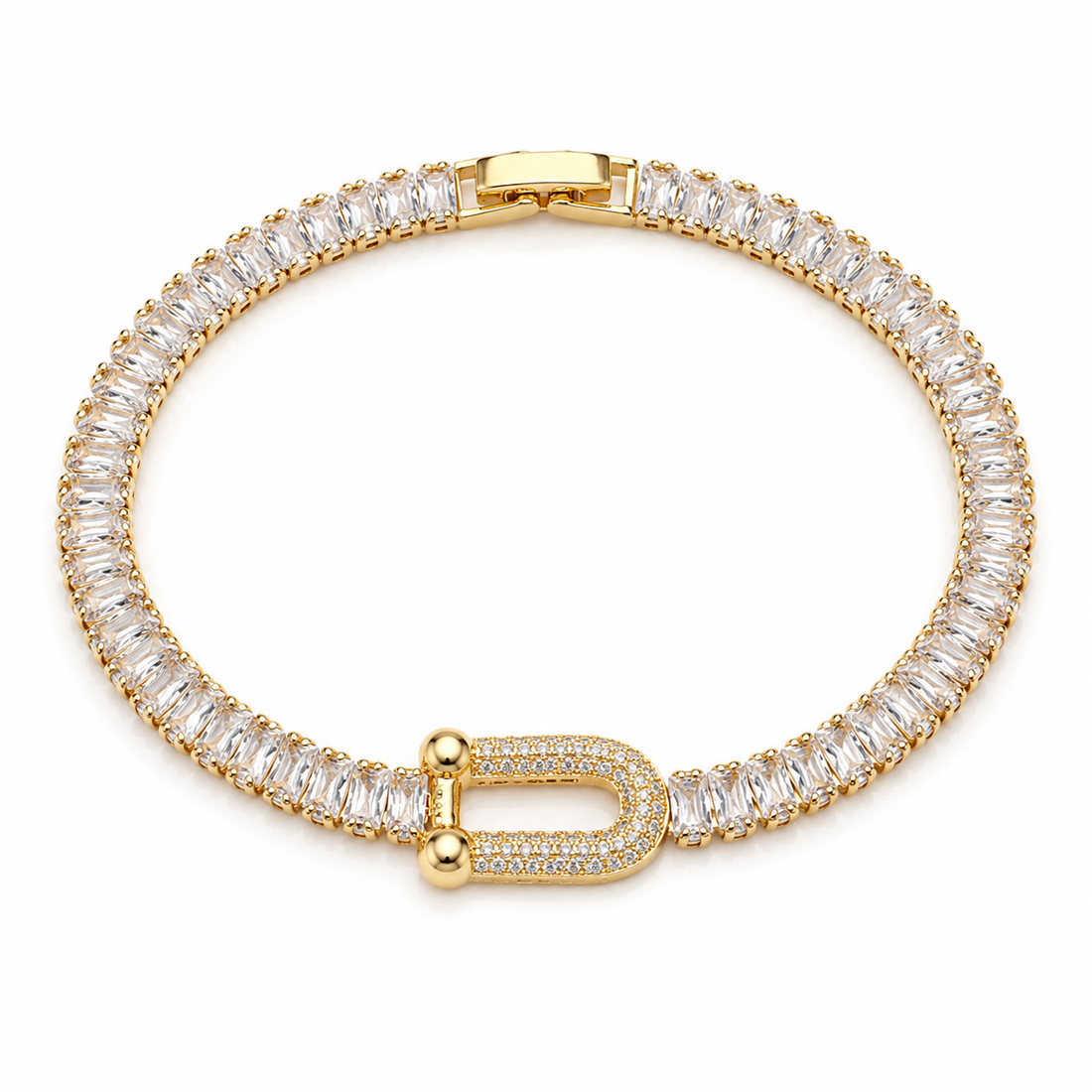 Set Golden U & Tennis – Set 2 brățări cu cristale baguette