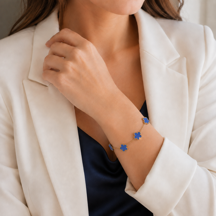 Brățară Blue Bloom cu 5 flori albastre
