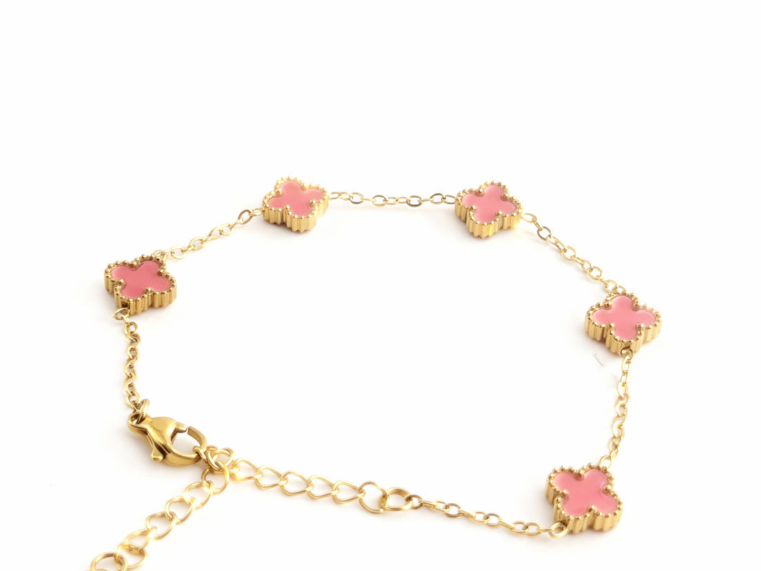 Brățara Zallmorra– „Pink Clover ” cu trifoi  roz  MINI