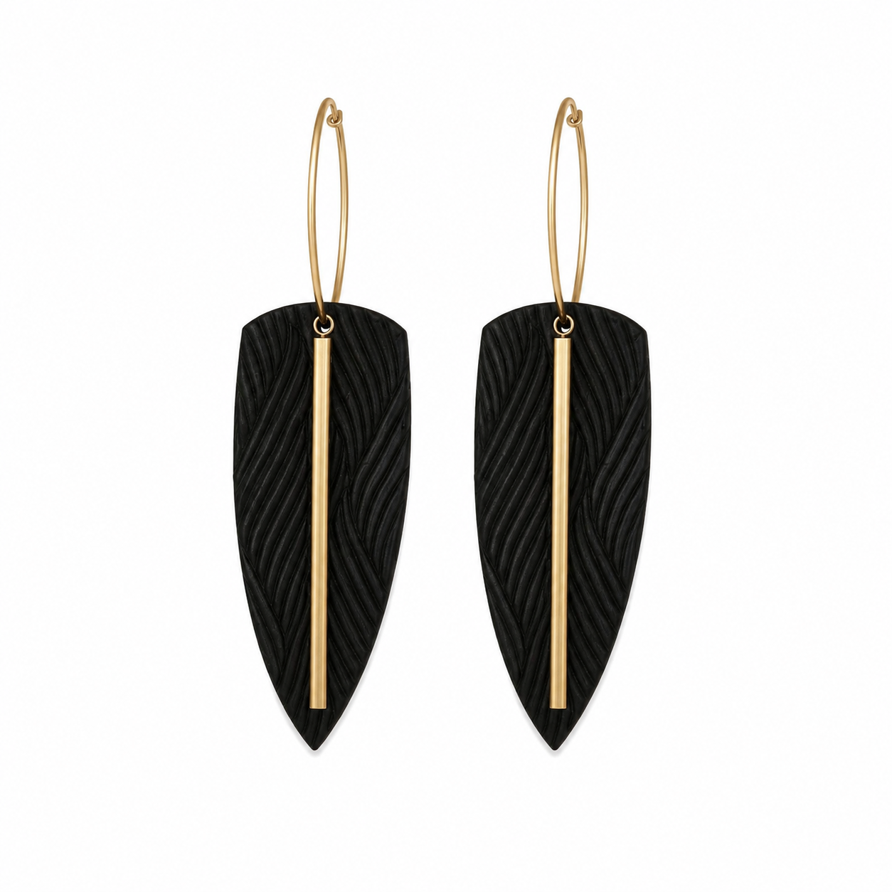 Cercei AXIS Black – Handmade din Argilă Polimerică și Oțel Inoxidabil Auriu | Zallmorra Artisan Collection