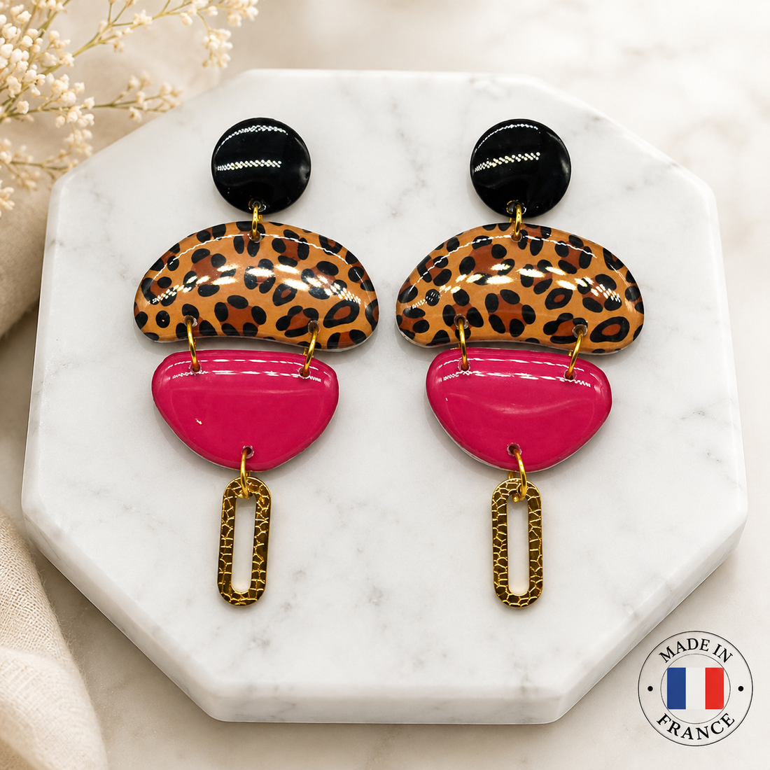 CerCercei LEOPARD FUCHSIA – Handmade din Rășină și Oțel Inoxidabil | Zallmorra Artisan Collection