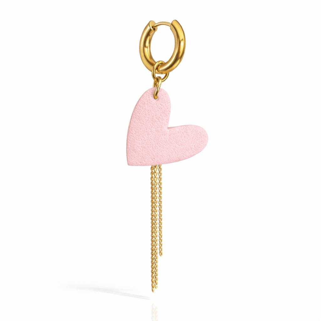 Cercel SWEET CRUSH HOOP Light Pink – Inimă Roz și Perlă | Zallmorra Artisan Collection