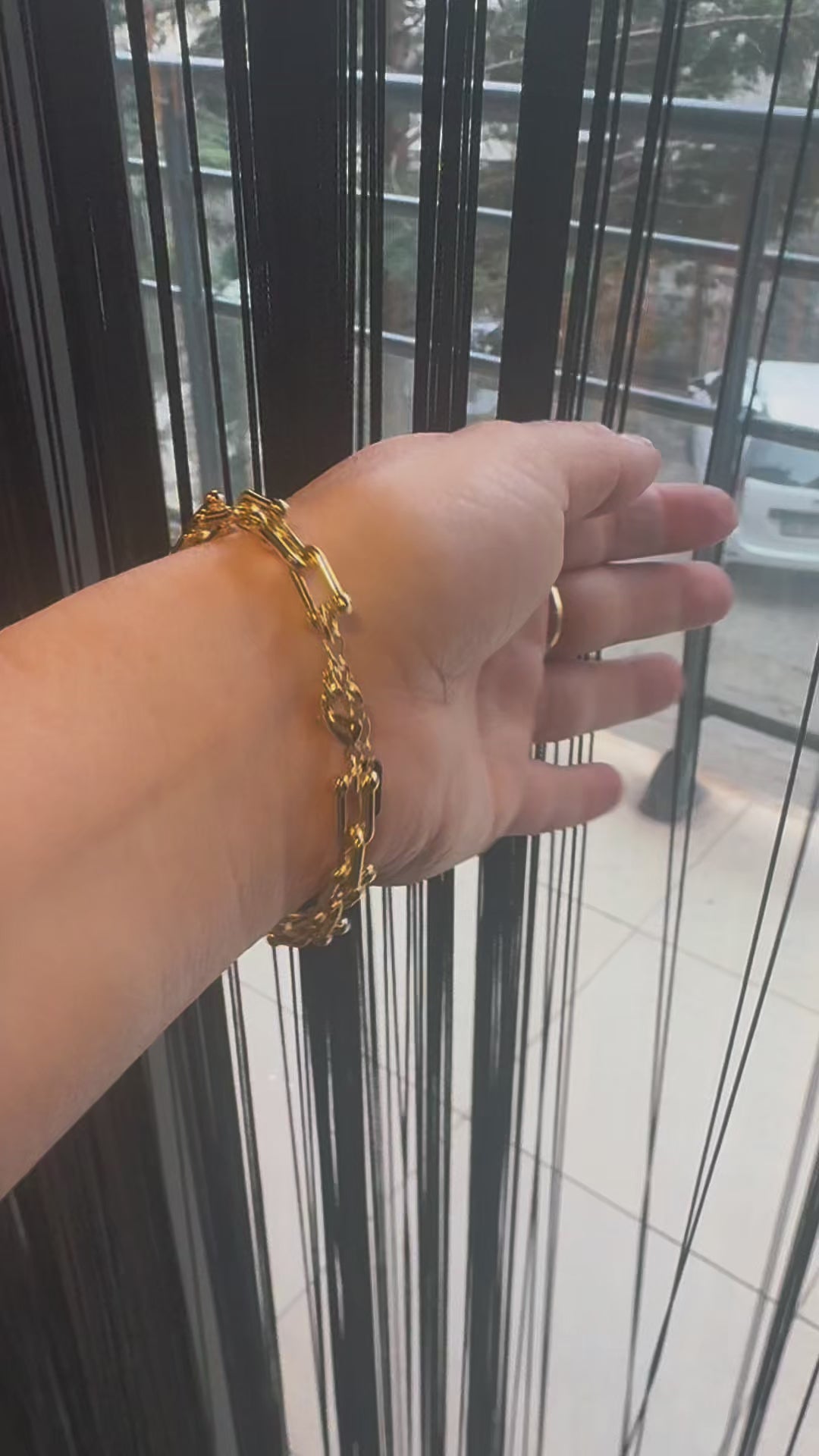 Brățară Damă  din Oțel Inoxidabil, Aurie, Rezistentă la Apă, Model Lanț cu Bile, Ajustabilă